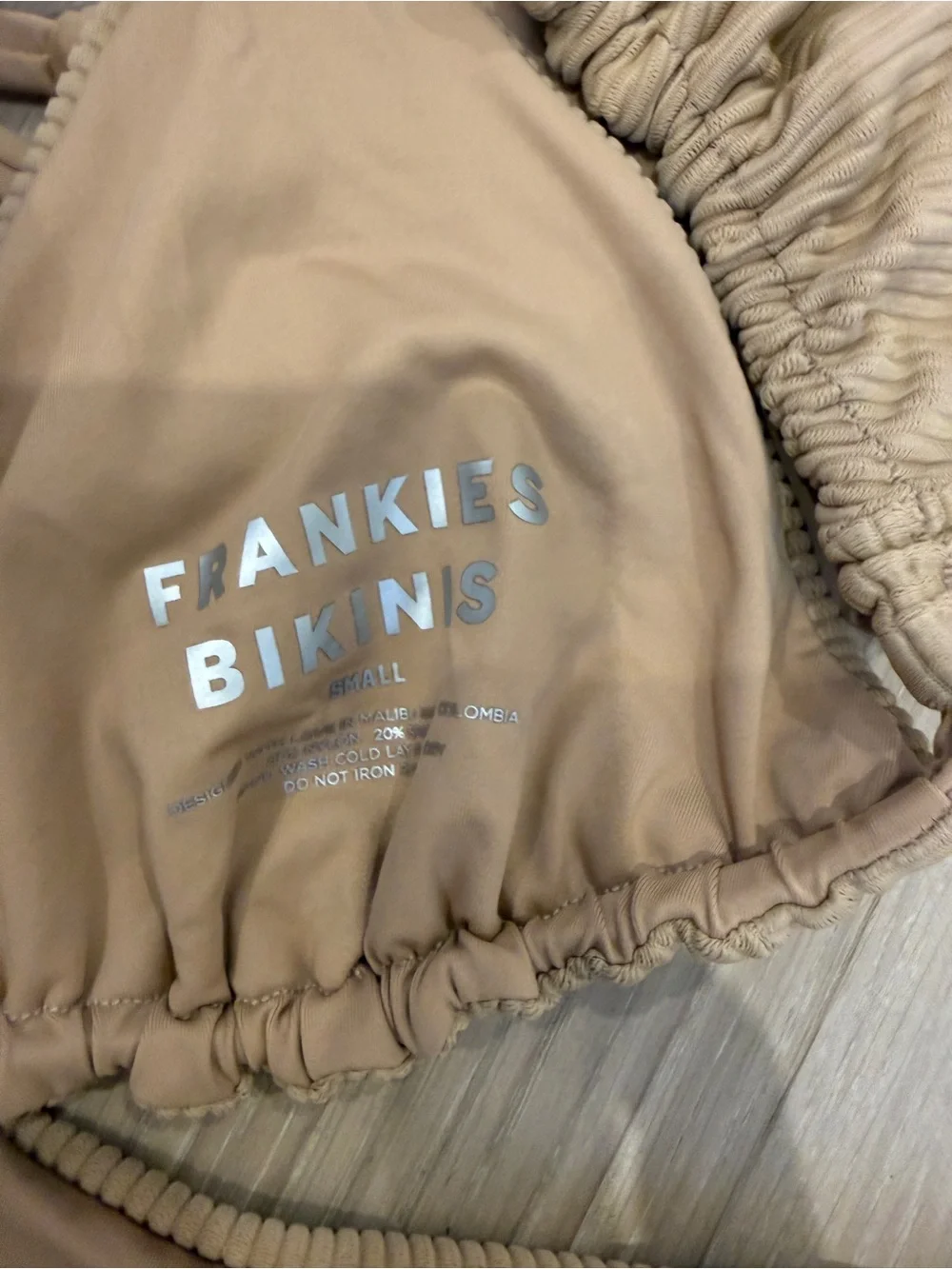 Frankie's Bikinis Tan Ribbed Triangle Bikini Set